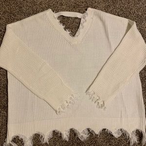 White v-neck sweater